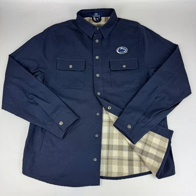 Penn State Mens Size M Flannel Lined Shirt Jacket Shacket Blue Button Up - Image 1 of 4