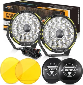 AUXBEAM 9"inch LED Work Light Pods Driving Lamps + Covers For Can-Am Maverick X3 - Picture 1 of 12