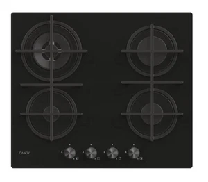 Candy 60cm Tempered Glass Gas Hob With Cast Iron Supports In Black - CDK6GR4PBB - Picture 1 of 7