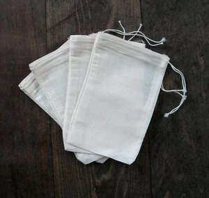 50 (3x5) Cotton Muslin Drawstring Bags Bath Soap Herbs - Picture 1 of 1