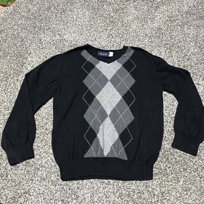 Suéter The Childrens Place Niños Niños Talla M 7/8 Negro Manga Larga Argyle Foto 1 de 4