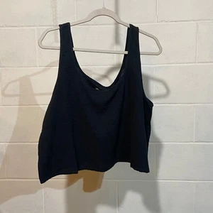 UGG Women's Cinthia Cropped Tank Shirt XL Black Cotton Relaxed Loungewear Logo - Picture 1 of 9