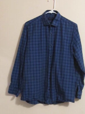 CAMISA HOMBRE ANDREW FEZZA AZUL CUADROS MANGA LARGA ABOTONADA MEDIANA 15-15 1/2 Foto 1 de 4
