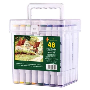 48colored Alcohol Markers Dual Tip Brush Drawing Marker pens School Kid Gift - Picture 1 of 12