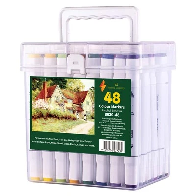 48-color Chisel & Fine Double Tipped Alcohol-based Art Markers Great Value Set - image 1 of 4