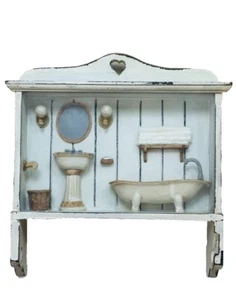 Vintage Shadow Box Wall Hanging Bathroom Decor 12x11” - Picture 1 of 8