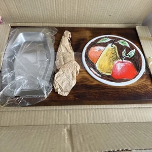 Fred Press Wood Cheese Board Ceramic Tile/knife/SS Tray MCM 1960s Retro - Picture 1 of 4