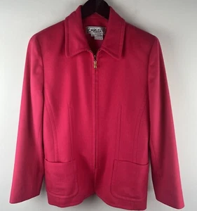Carlisle Vtg Blazer 10 Womens Hot Pink Wool Cashmere Zip  Jacket Barbie Career - Picture 1 of 7