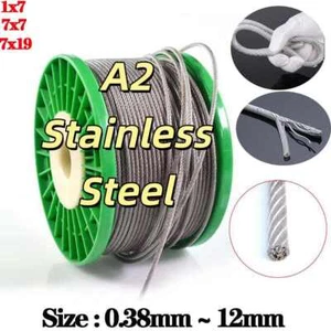 Wire Rope Cable Transparent PVC Plastic Coated 0.38mm ~ 12mm A2 Stainless Steel - Picture 1 of 9