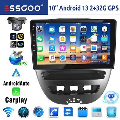 32G Android 13 Carplay Autoradio GPS Navi WIFI BT RDS Für Peugeot 107 Citroen C1 - Bild 1 von 4