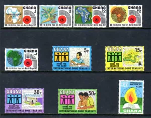 Briefmarken Ghana - Scott #'s 440-4, 445-9 - postfrisch aufklappbar - Bild 1 von 1
