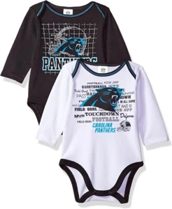 NFL Carolina Panthers Logo over Helmet above Name Set of 2 Bodysuits 6/12M - Picture 1 of 1