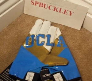 ADIDAS ADIZERO SMOKE NCAA UCLA BRUINS ISSUED RECEIVER FOOTBALL GLOVES, L219Z,NWT - Picture 1 of 2