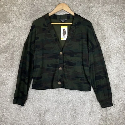 Social Standard by Sanctuary Cardigan Womens Medium Green Camo Button NEW- 5885 - Image 1 of 4