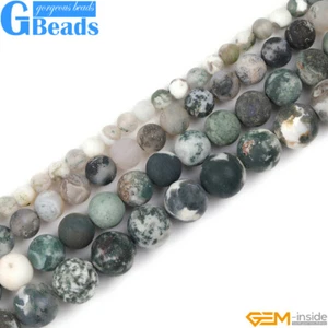 Chakra de ágata de árbol natural mate cuentas redondas fabricación de joyas de piedra 15" envío gratuito - Imagen 1 de 30