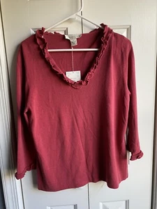 Maglione donna Doncaster colore lampone orlo increspato taglia media nuovo con etichetta - Foto 1 di 9