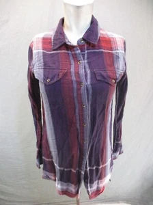 VOLCOM Size XS Womens Multicolor Plaid 100% Cotton Button Up Flannel Shirt 062 - Picture 1 of 11