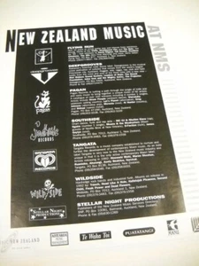 NEW ZEALAND 1992 Promo Poster Ad FLYING NUN Pagan SOUTHSIDE Tangata WILDSIDE - Picture 1 of 1