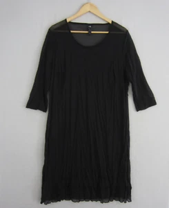 Taking Shaope Dress Womens Plus Small 16 Black Swing Stretch Mesh Flowy Sheer - Picture 1 of 19