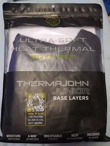 Thermajohn Junior Base Heat Layer Thermal Underwear Boys X-Small 5-6 Black NEW - Picture 1 of 11