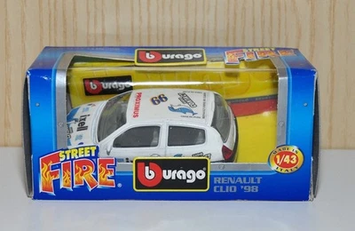 Burago 41010 Renault Clio 98 Radio Contact bianco scala 1:43 Street Fire 2003 - Immagine 1 di 4