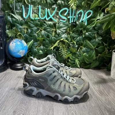 Oboz Sawtooth II Low Trail Hiking Shoes Womens 6 Gray Clover Green Leather Mesh - Image 1 of 4