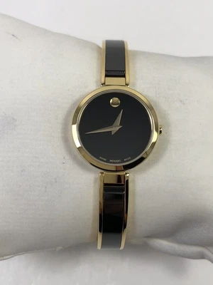 Reloj Brazalete Movado Moda Cuarzo Esfera Negra Tono Dorado Damas Cerámica 0607714 Foto 1 de 4