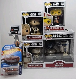 Star Wars Combo 4 Funko Pop! + Hot Wheels + Llaveros Lego Luke Skywalker R2d2 - Imagen 1 de 23