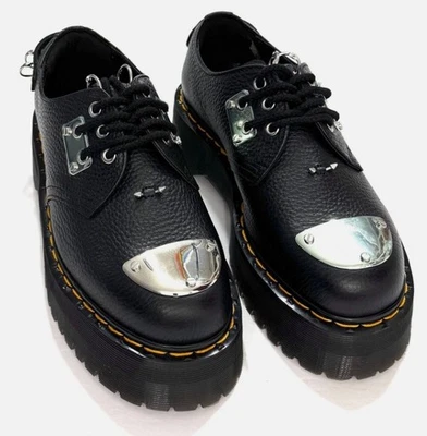 Dr Martens 1461 Quad Piercing HDW Milled Platform Black Nappa Gothic Boots Shoes - Image 1 of 4