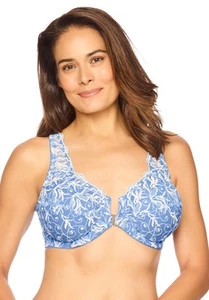 Amoureuse Women's Plus Size Embroidered Front-Close Underwire Bra - Picture 1 of 15