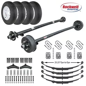 Tandem 3,500 lb Trailer Axle Kit – 7,000 lb Capacity - 15" Wheels & Tires- 85/70 - Picture 1 of 5