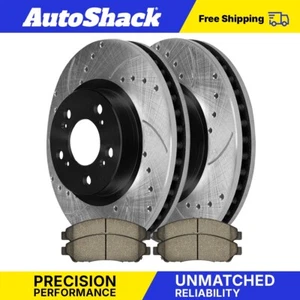 Front Drilled Slotted Brake Rotors Premium Ceramic Pads for Honda Pilot V6 - Picture 1 of 3