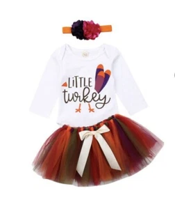 NWT Girl’s 2T Outfit Little Turkey Three Piece Thanksgiving Outfit - Picture 1 of 1