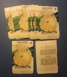 Wholesale Lot of 25 Old Vintage 1940's SQUASH - White - Vegetable SEED PACKETS  - Picture 1 of 2