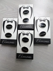 LILLIAN ROSE~NEW IN BOX!!~BLACK W/SILVER SET OF 4 CUFFLINKS 3 GROOMSMAN/1 GROOM - Picture 1 of 4