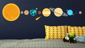 SOLAR SYSTEM PLANETS SPACE WALL STICKERS PACK decal art boys bedroom Sun Pluto - Picture 1 of 2