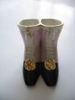 Figural Porcelain Match striker Lace up shoes boots w tassels gilt trim flowers