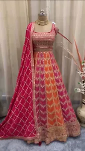 Bollywood ricevimento sposa Lehenga Choli ultimo designer indiano pakistano donna - Foto 1 di 5