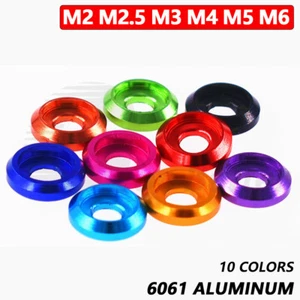Aluminum Cup Washers Gasket For Button Head Screws Bolts M2 to M6 Fairing Fender - Picture 1 of 14