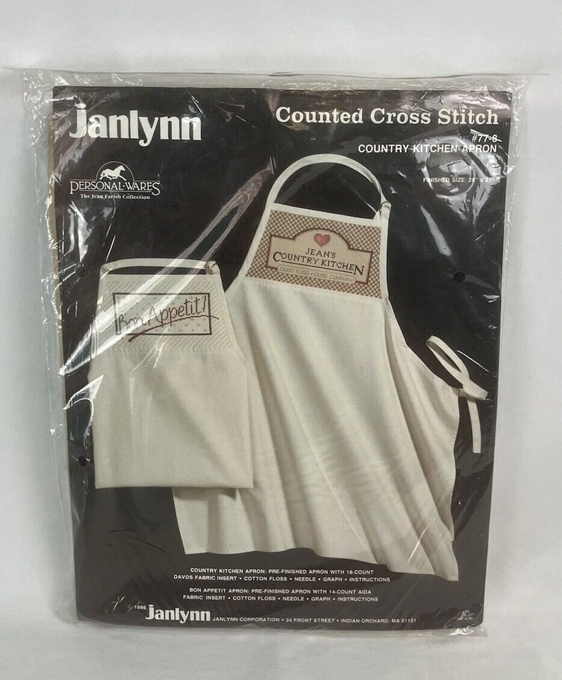 Janlynn страны кухни фартук счетным крестом набор #77-8 28 «x 27» 1986 новый - Изображение 1 из 4