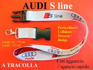PORTA CHIAVI COLLO AUDI S-LINE LACCIO CORDINO LACCETTO TESSERA ID PASS Lanyard B - Foto 1 di 8