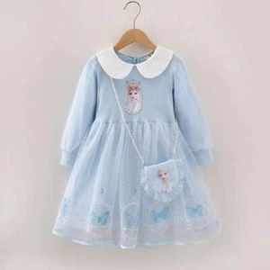 2024 Disney Elsa Princess Dress, Long-sleeved Party Outfit for Kids 3-8y - Picture 1 of 26