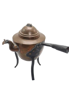 antique rustic large made in Sweden copper tinned teapot tea pot - Picture 1 of 12