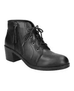 easy street Womens Becker Ankle Boots Lace Up Zipper Tassel Faux Leather Wide - Picture 1 of 7