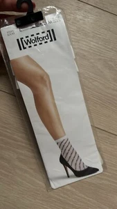 WOLFORD Logo Socks Size M EU 39-41 US 8-10 UK 6-7.5 White & Black Logo NEW $33 - Picture 1 of 4