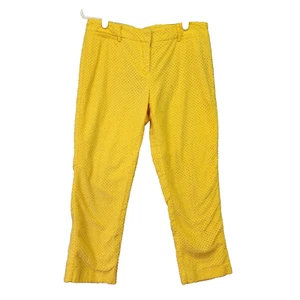 New York & Co. Capri Women SZ 4 Bright Yellow Skimmer Stretchy Textured Vacation - Picture 1 of 13