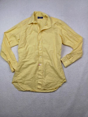 Executive Collection Tom James Mens L 16 16.5 Yellow Button Shirt Long Sleeve - Image 1 of 4