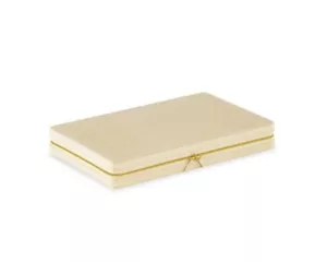 Maitland Smith Travel Backgammon Set – Cream Croc Leather, Brass Zipper, Compact - Picture 1 of 5