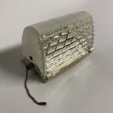 Vintage MCM Imperialites Frosted Glass Lighting Fixture Wall Sconce Pull Chain Cover