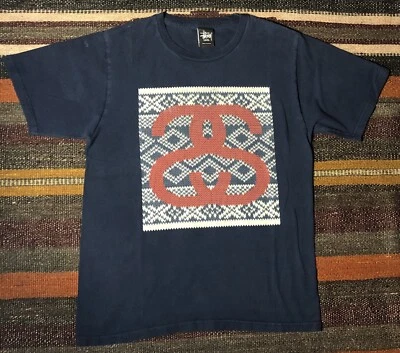 Camiseta Stussy Vintage De Manga Corta Unisex Azul Oscuro Talla S Unisex Skate - Imagen 1 de 4